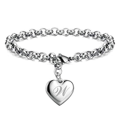 Stainless Steel Letter Heart Bracelet for Women