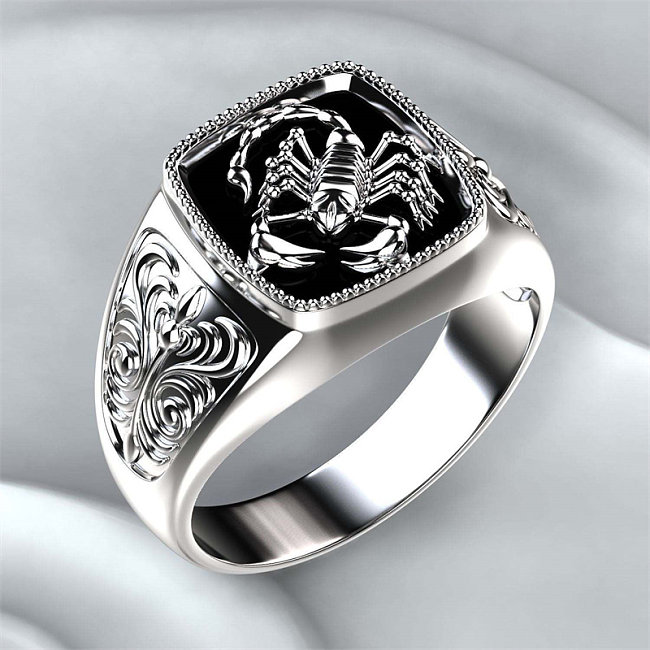 mens anniversary scorpion silver plated ring