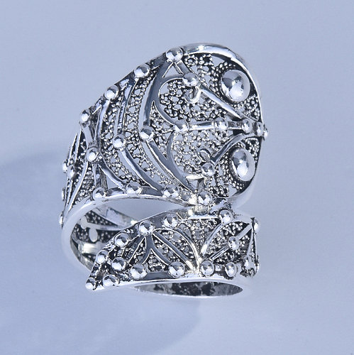 anéis antigos banhados a prata de cobra fashion para mulheres