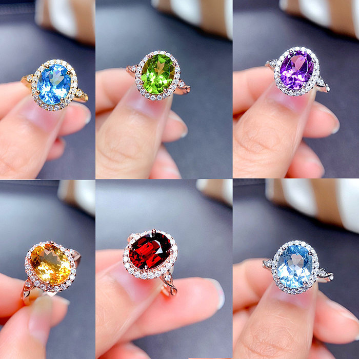 anéis de cristal natural de ametista rubi água-marinha para mulheres
