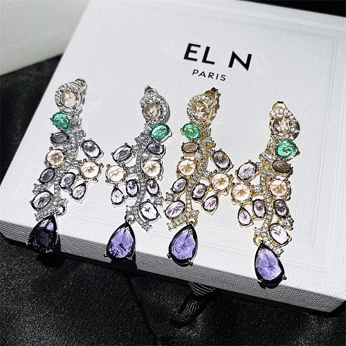 Long quartz earrings elegant colors for parties and events