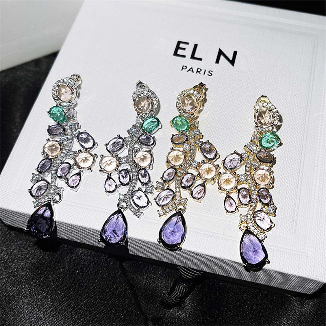 Long quartz earrings elegant colors for parties and events