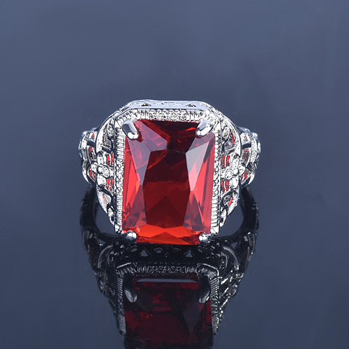 anillos de compromiso de rubí rojo vintage para mujer