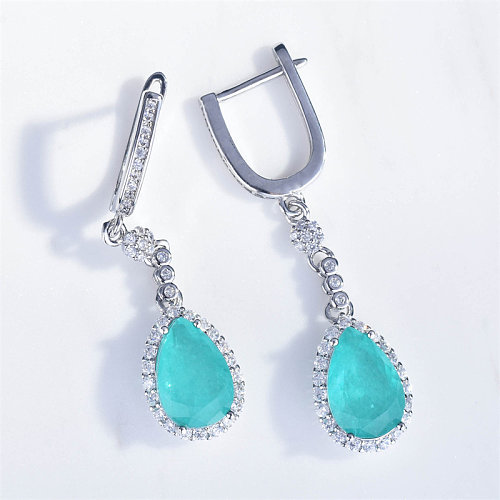 Aquamarine Drop earring with diamond for Women