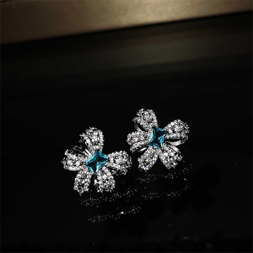 natural aquamarine diamond butterfly earrings for women