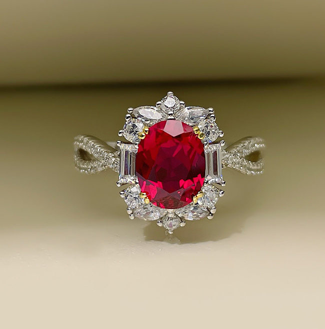 bagues réglables en diamant rubis artificiel pour femme