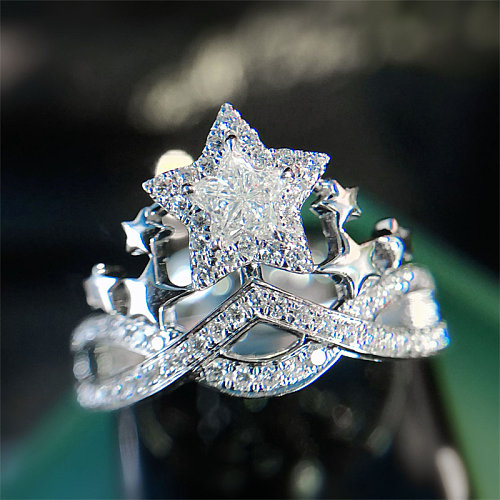 bagues de luxe en diamant couronne et étoile pour femme