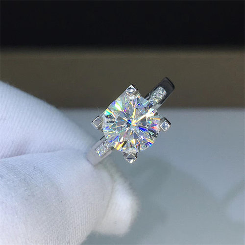 Anéis ajustáveis ​​de casamento com diamante em ouro branco pt950 para mulheres