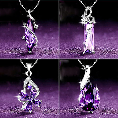 silver plated necklaces with amethyst for women