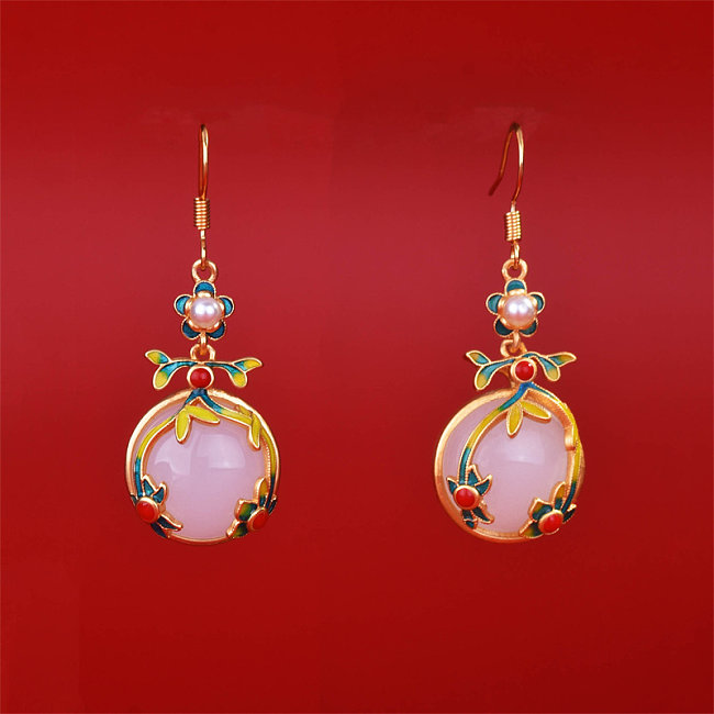 custom ruby gold antique jade earrings for women