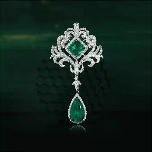 Pingentes de gota de esmeralda de diamante elegante para mulheres