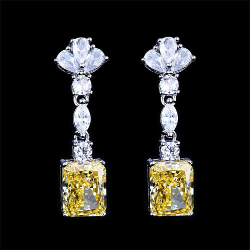 Gelbe Quarz-Diamant-Ohrringe für Frauen
