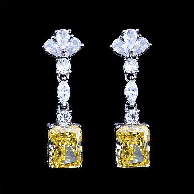 Women's Yellow Quartz Diamond Earrings