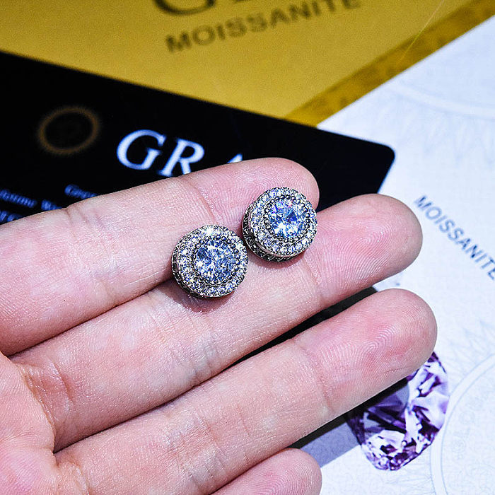 brincos redondos de moissanite de diamante de 2 quilates para mulheres