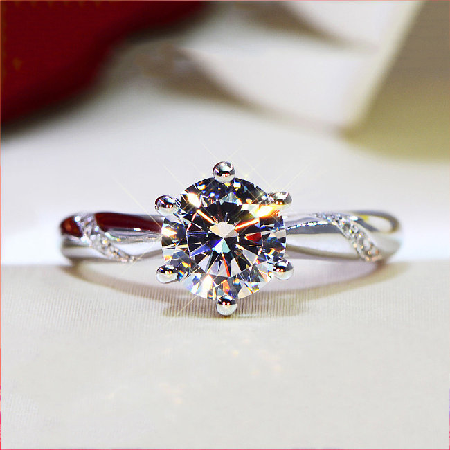 lindo anel de diamante de ouro branco para mulheres