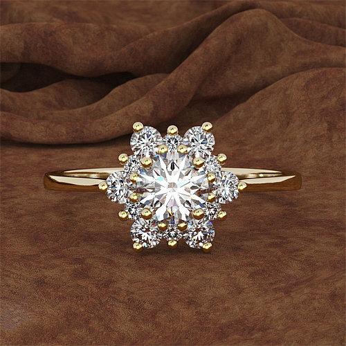 floco de neve diamante anéis de ouro 18k para mulheres