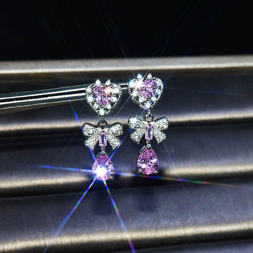 brincos de quartzo rosa de diamante antigo para mulheres