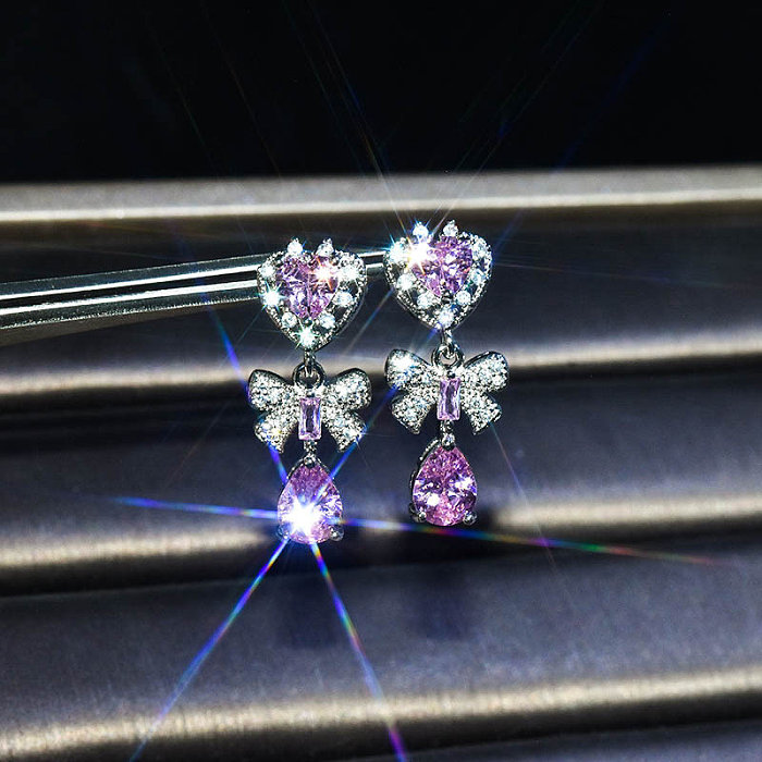 Antike Diamant-Rosenquarz-Ohrringe für Frauen