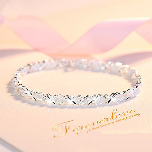 simple personalized silver plated bracelet for women