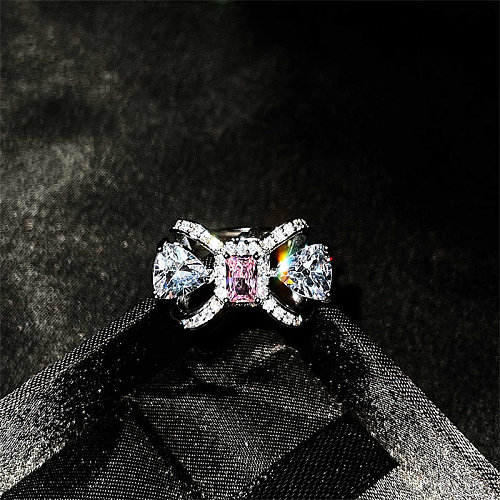 Anillos papillon quartz rose diamant femme