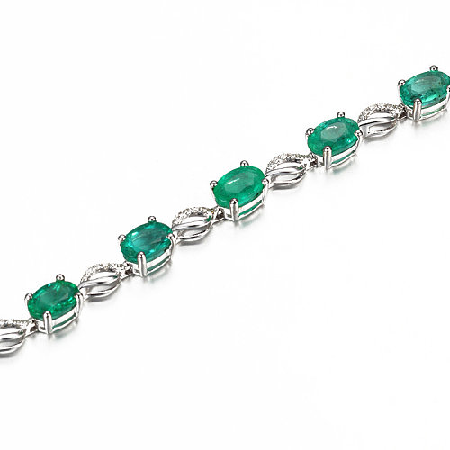 pulseira banhada a prata esmeralda natural para mulheres