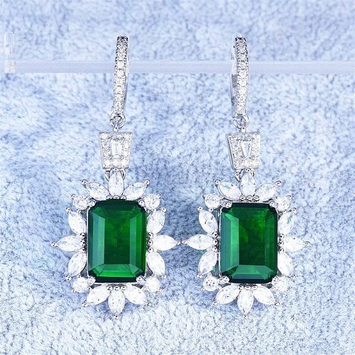 pendientes de esmeralda natural con diamantes para mujer