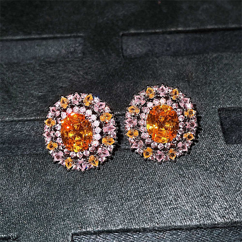 Luxus Citrin Ohrringe mit Diamanten für Damen