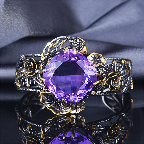 Antike Amethyst-Blumen-verstellbare Armbänder für Frauen