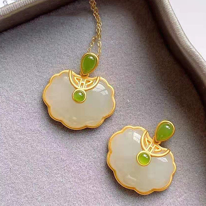 gold necklaces with natural jade for protection
