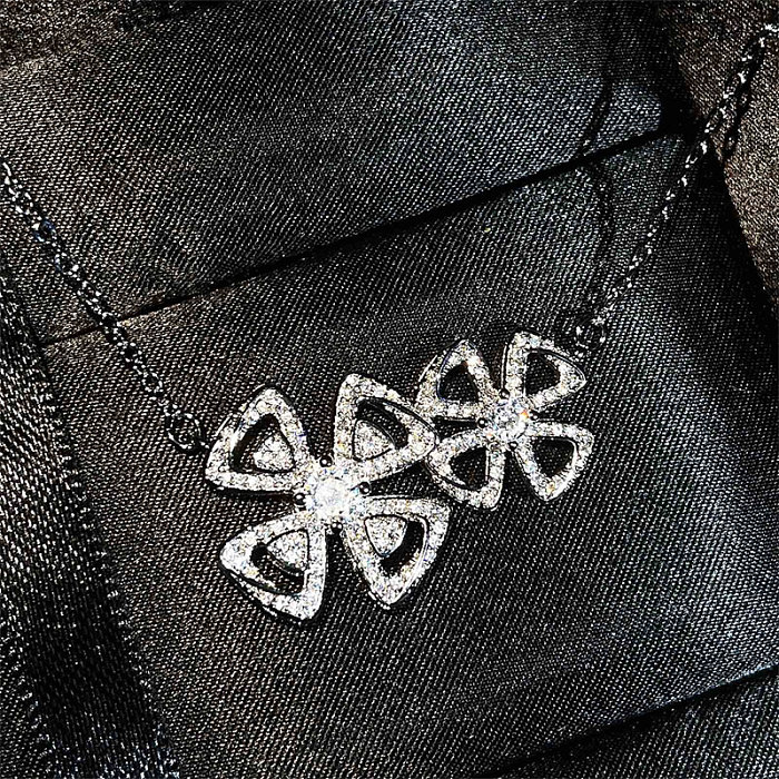 Luxus-Diamanthalsketten mit zwei Blumen für Frauen
