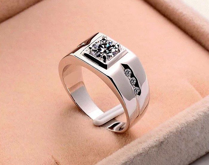 Anéis de diamante de ouro branco de luxo para homens