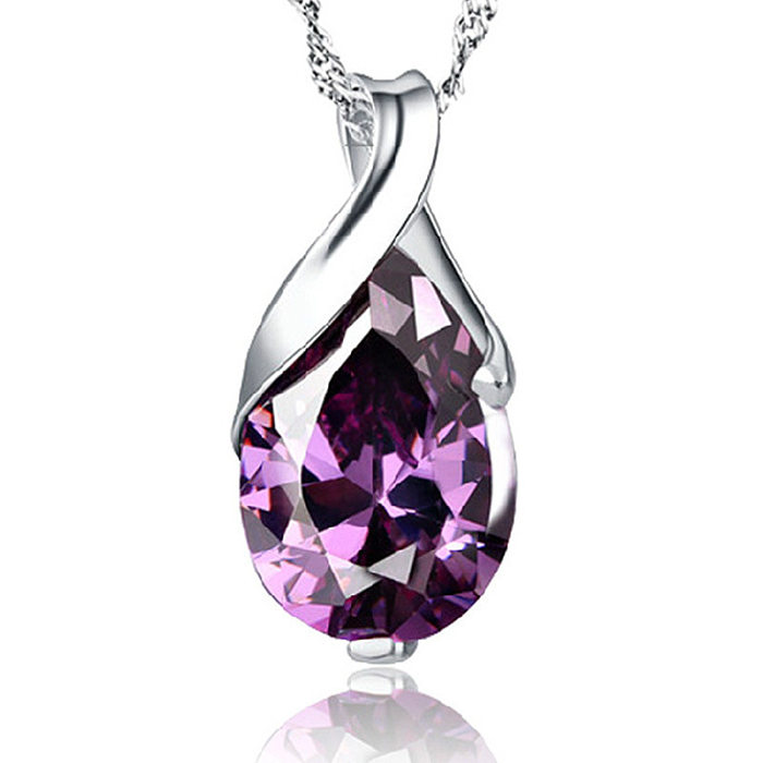 silver plated necklaces with amethyst for women