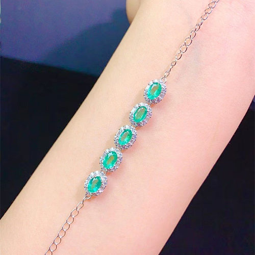 Natural Blue Sapphire Ruby Emerald Bracelet for Women