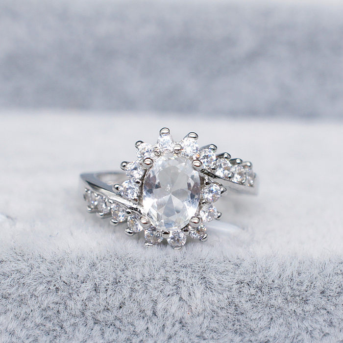 Wunderschöner versilberter Saphir-Diamantring für Damen