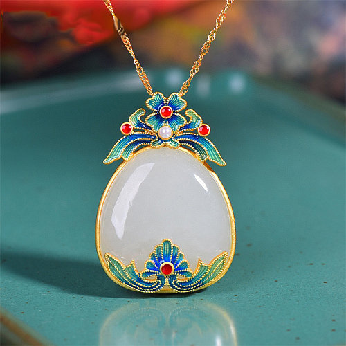 china antique white jade gold pendant for women