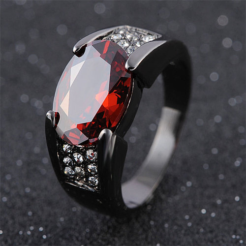 black gold rings with ruby for parties or events