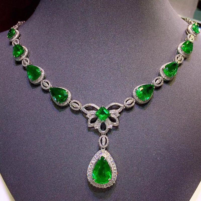 pt950 colar de peridoto verde com diamante para mulher