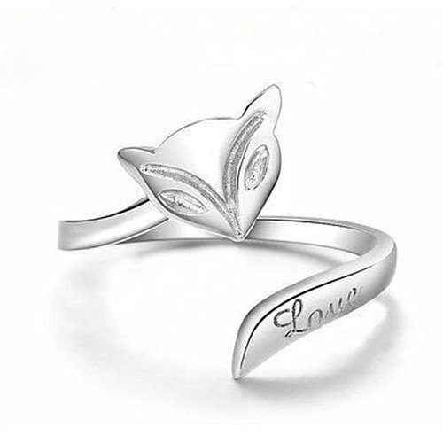 adjustable silver plated fox wedding bands for women