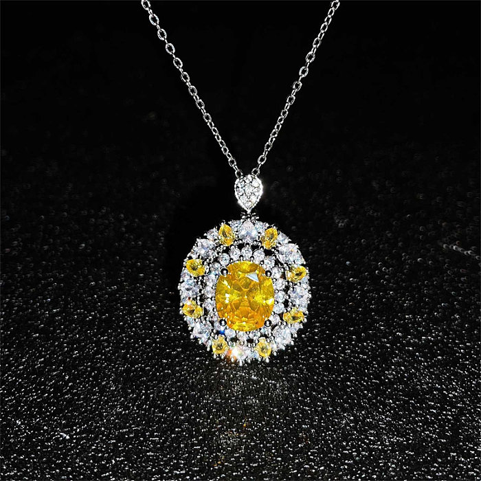 Luxus-Citrine-Halsketten mit Diamanten für Frauen