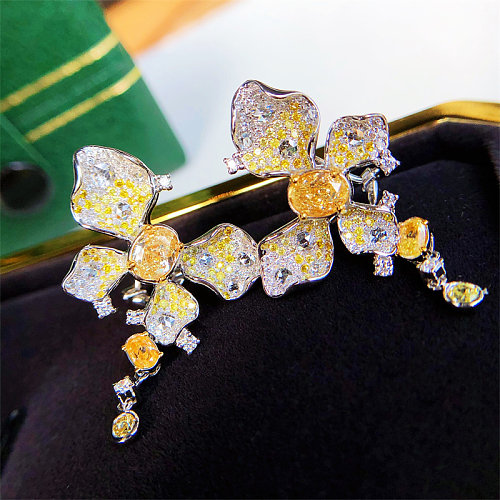yellow quartz butterfly earrings for women