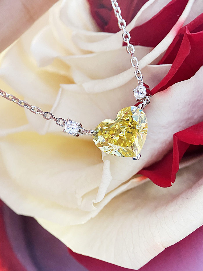 yellow amethyst crystal heart pendant for women