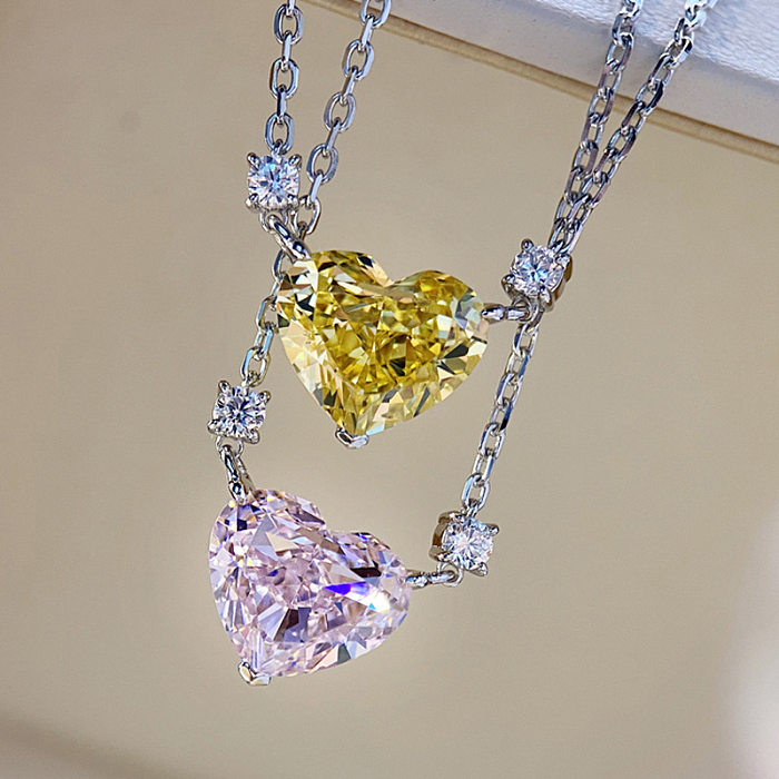 pendentif coeur en cristal d'améthyste jaune pour femme