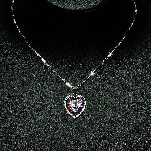cute diamond amethyst heart necklaces for women