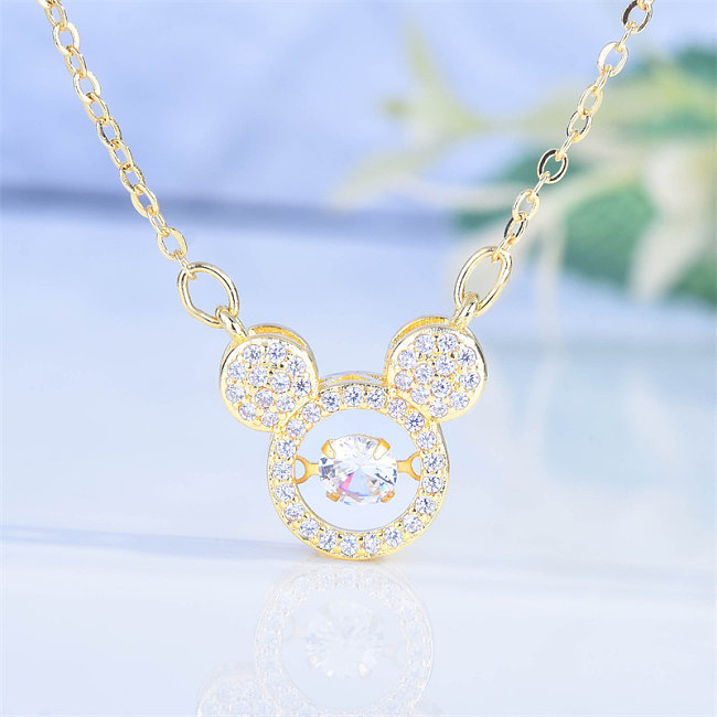 Bonitos collares de Mickey Mouse con diamantes a la moda para mujer