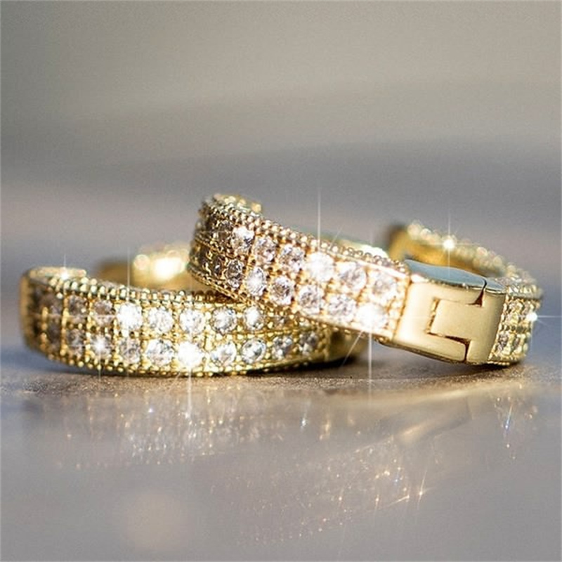 aretes de oro de 14k con diamantes de moda para mujer - Jewenoir