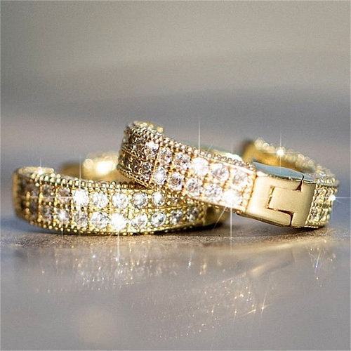 boucles d'oreilles en or 14 carats avec diamants à la mode pour femmes