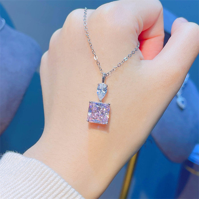 Lindo colar de diamantes de quartzo rosa feminino