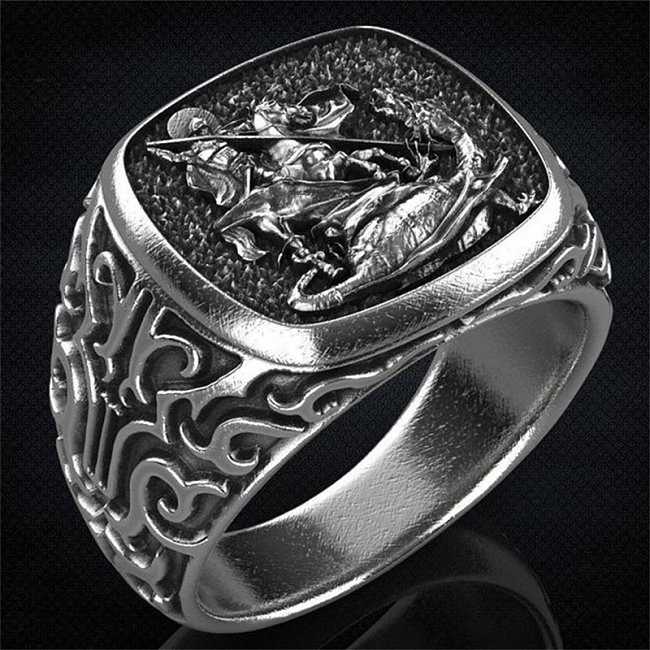 anéis de herói banhado a prata preto antigo para mulheres