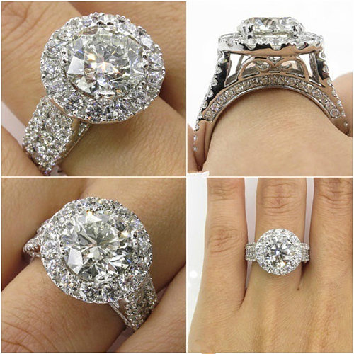 anéis banhados a prata de luxo com diamantes para mulheres
