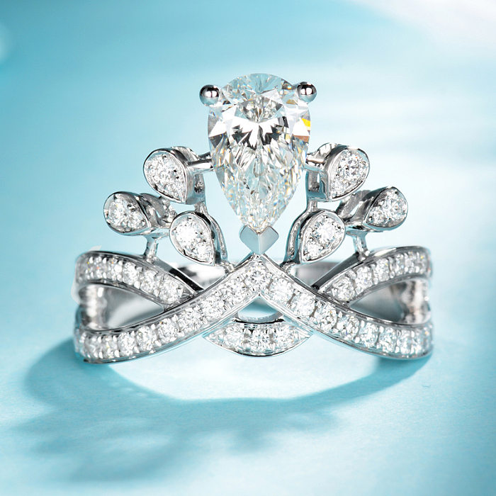 anillo de compromiso de diamantes de lujo para mujer